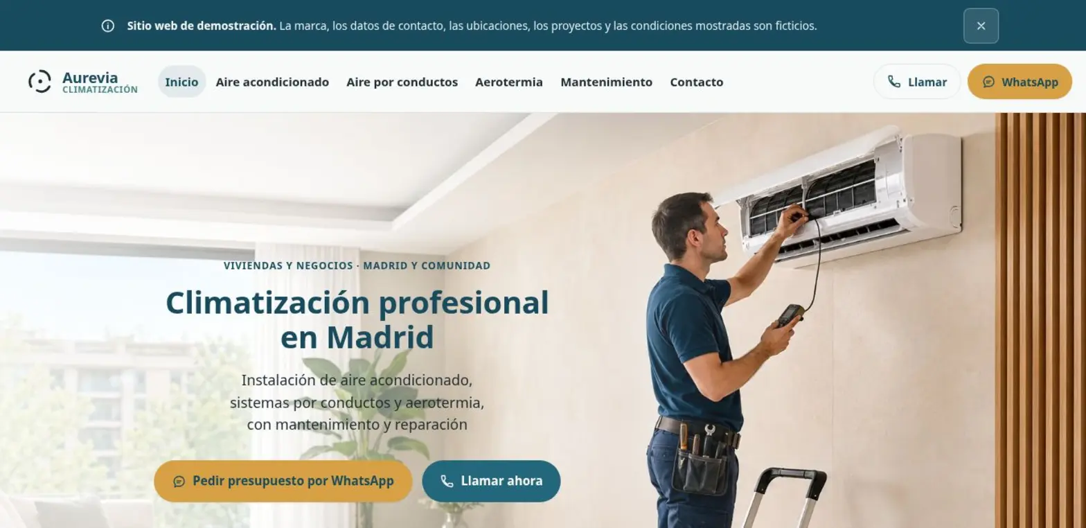 Vista de escritorio del proyecto demostrativo Aurevia Climatización