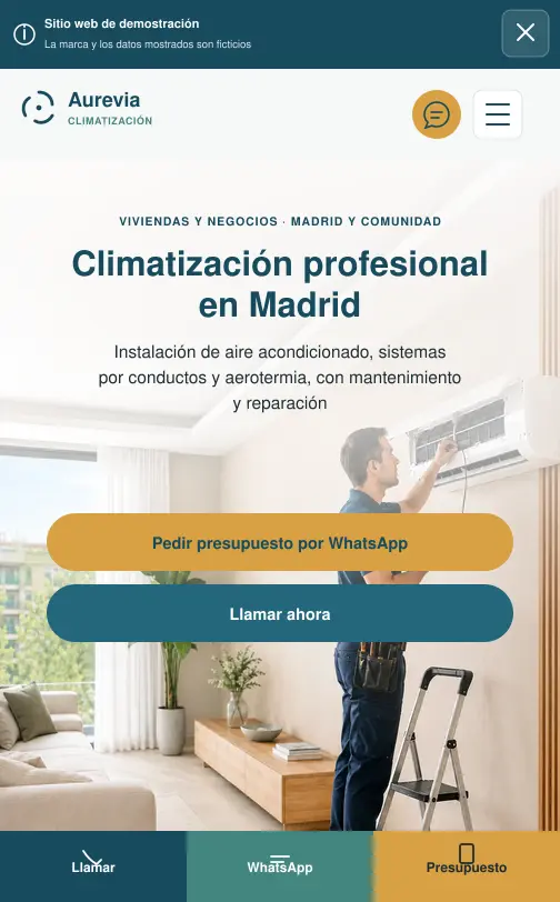 Vista móvil del proyecto demostrativo Aurevia Climatización
