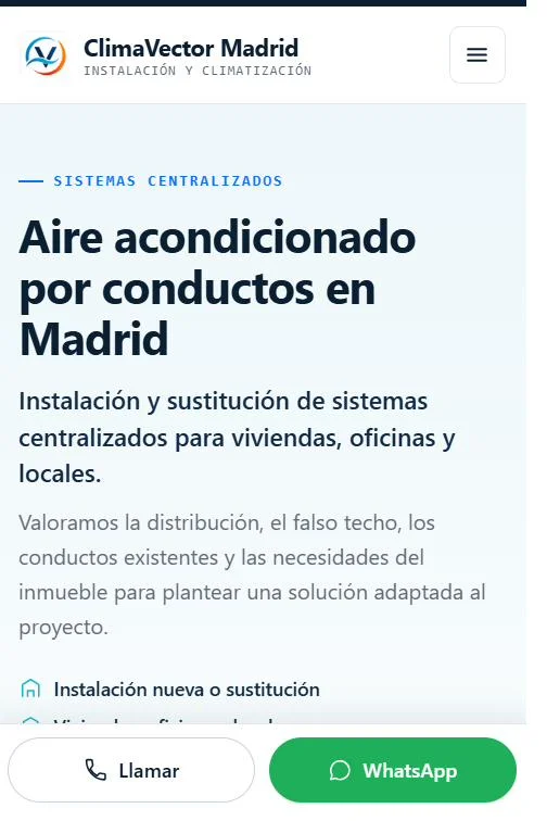 Vista móvil del proyecto ClimaVector Madrid