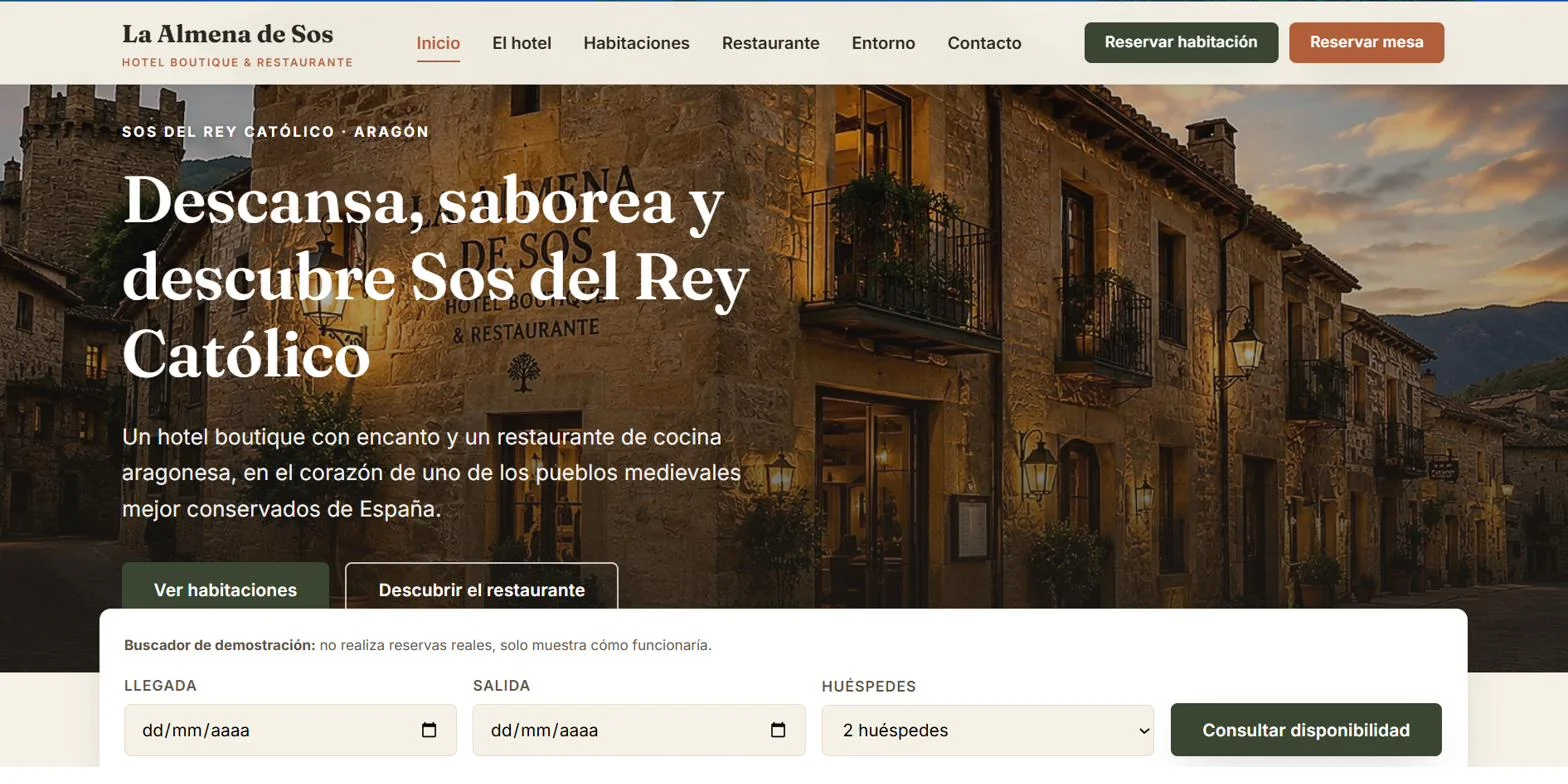 Vista de escritorio del proyecto La Almena de Sos