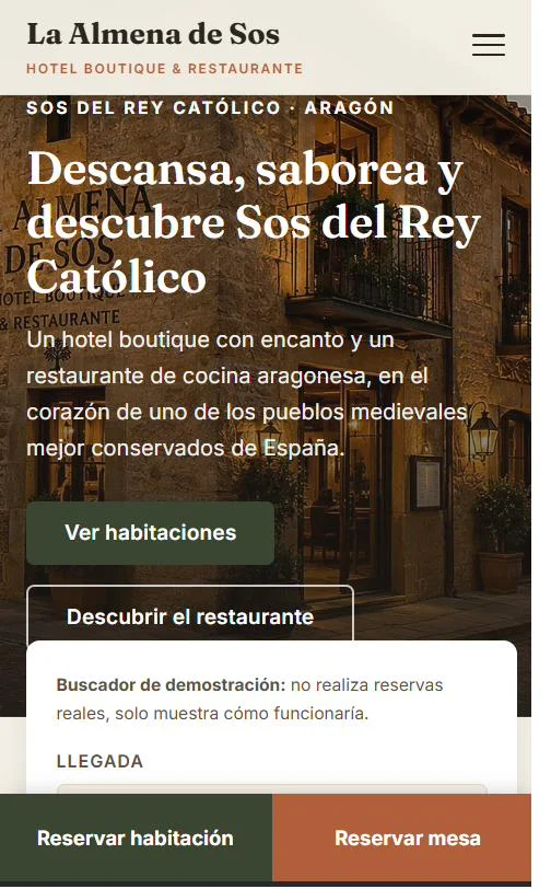 Vista móvil del proyecto La Almena de Sos
