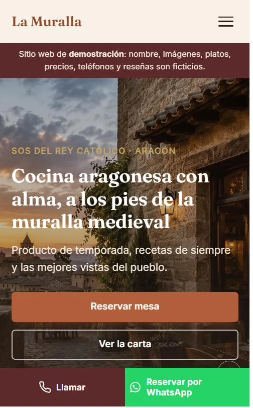 Vista móvil del proyecto La Muralla