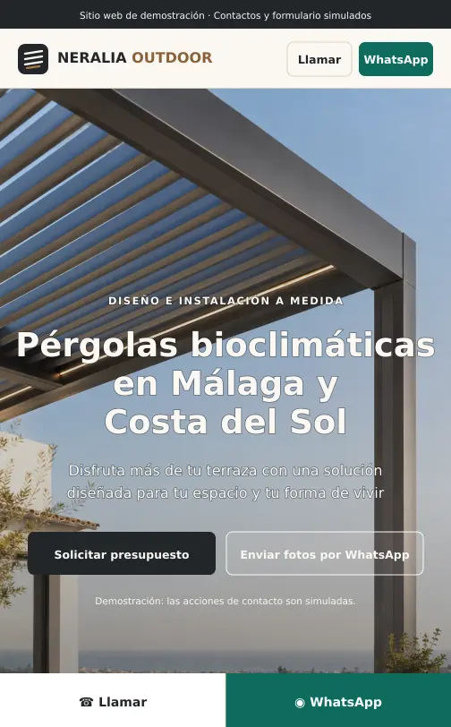 Vista móvil del proyecto demostrativo NERALIA OUTDOOR