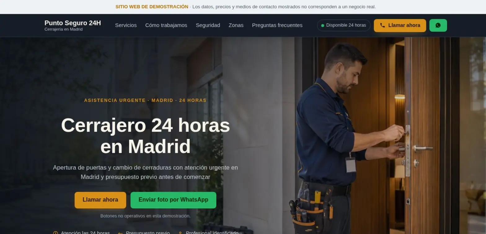 Vista de escritorio del proyecto Punto Seguro 24H