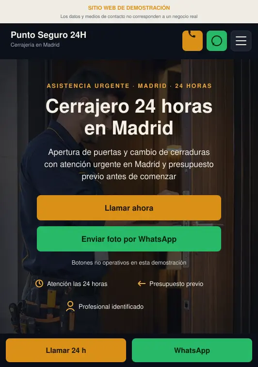 Vista móvil del proyecto Punto Seguro 24H