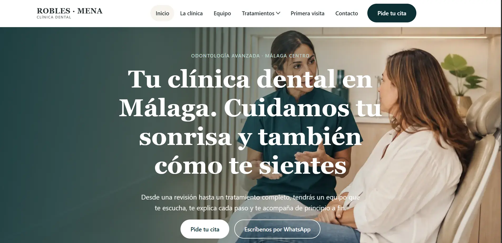 Demo de clínica dental Robles Mena en escritorio