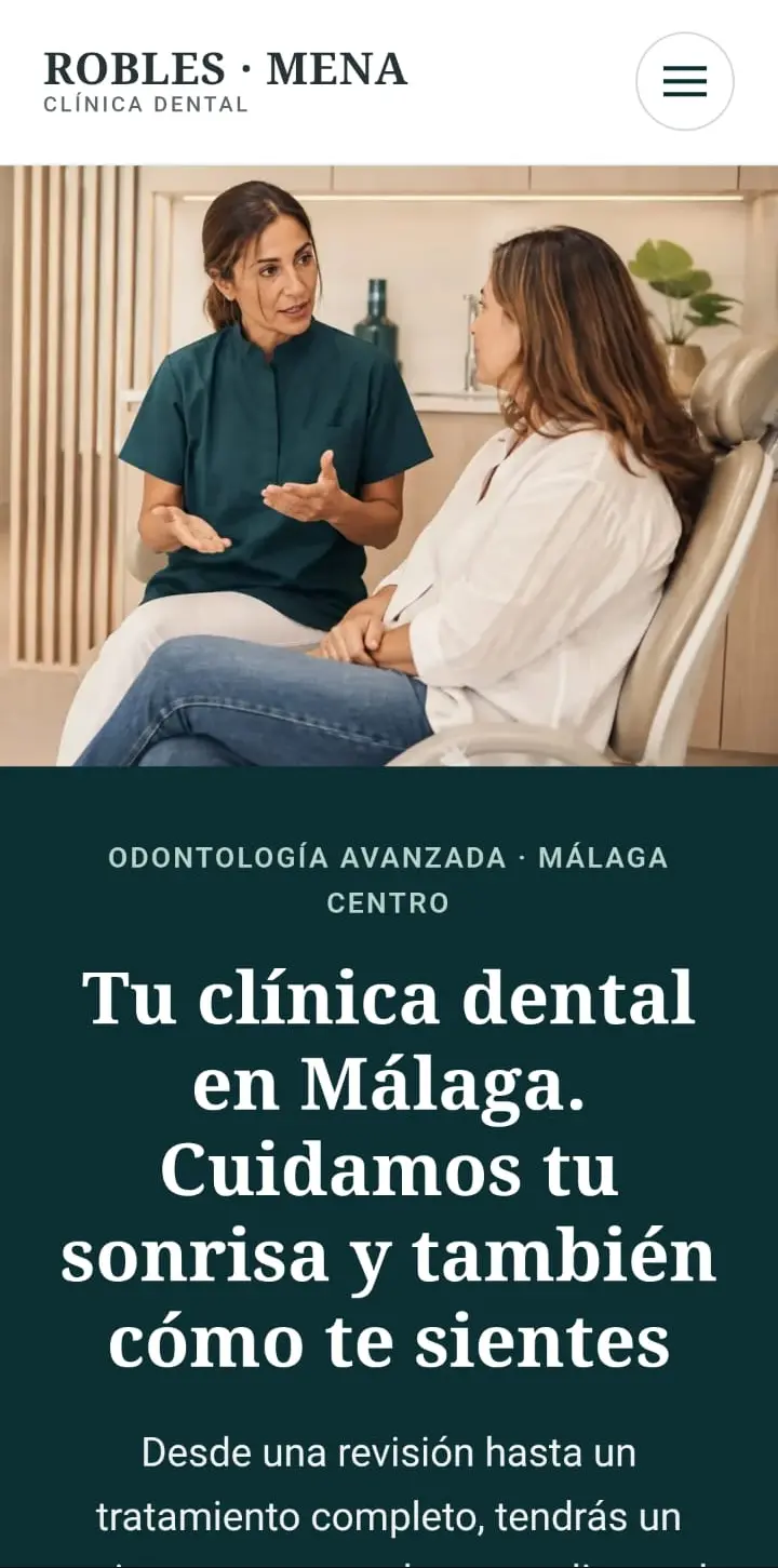 Demo de clínica dental Robles Mena en móvil
